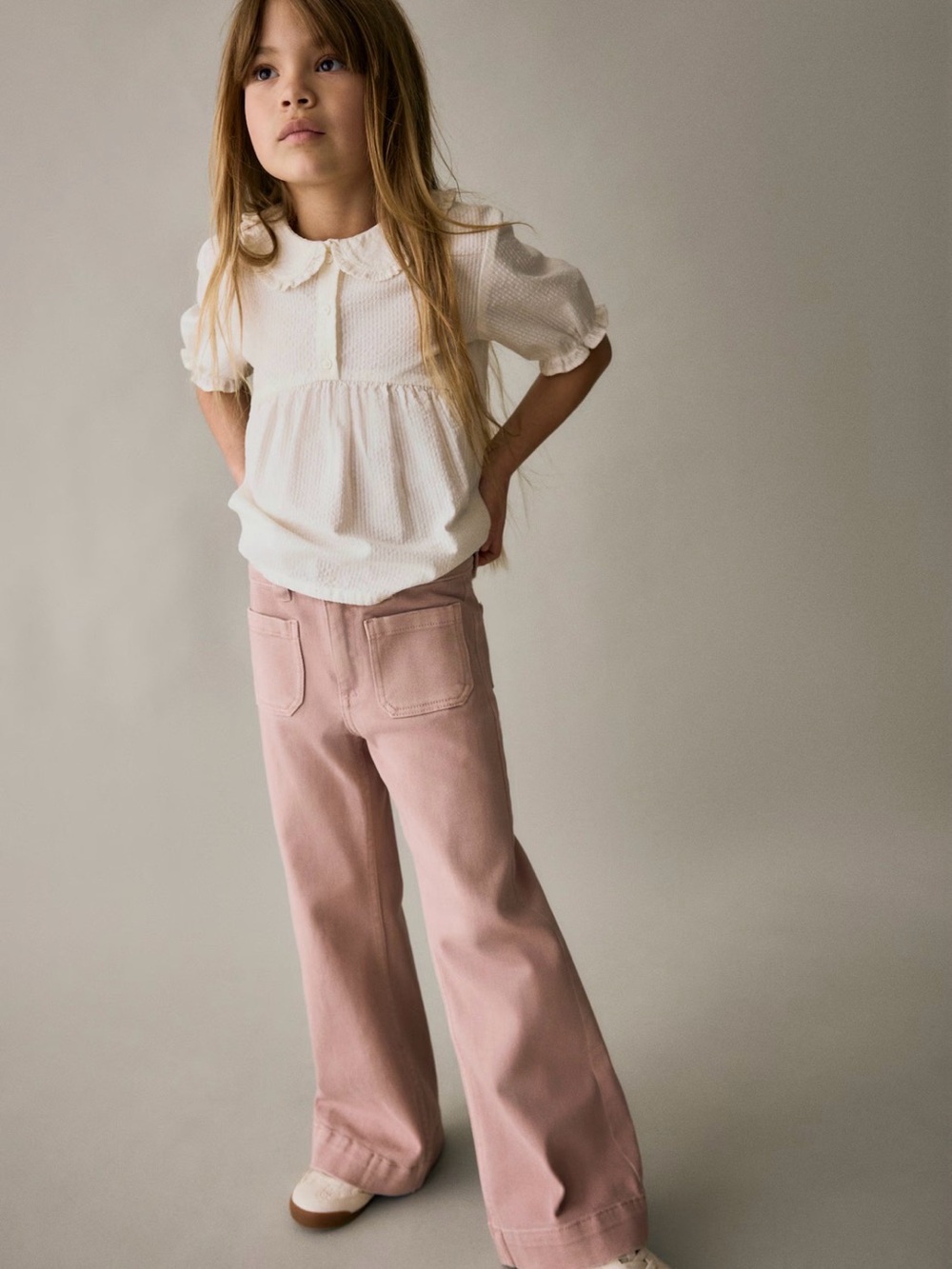 NWT H&M Girls Wide Leg Dusty Pink Pants